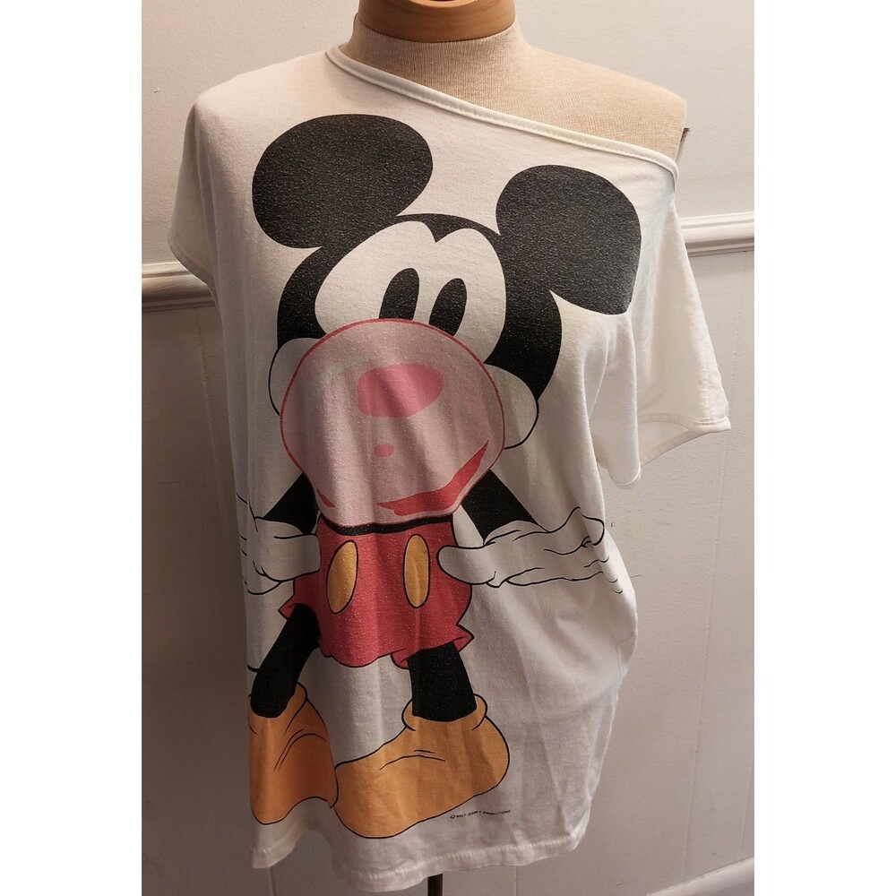 Rare 1980s Mickey Mouse T-shirt large Big Print Front & Back ©Walt Disney prod.